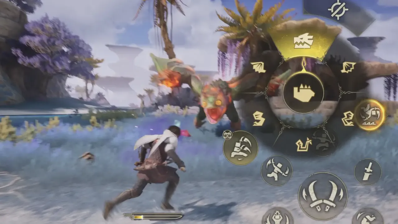 Part lock-on radial menu in Monster Hunter Outlanders