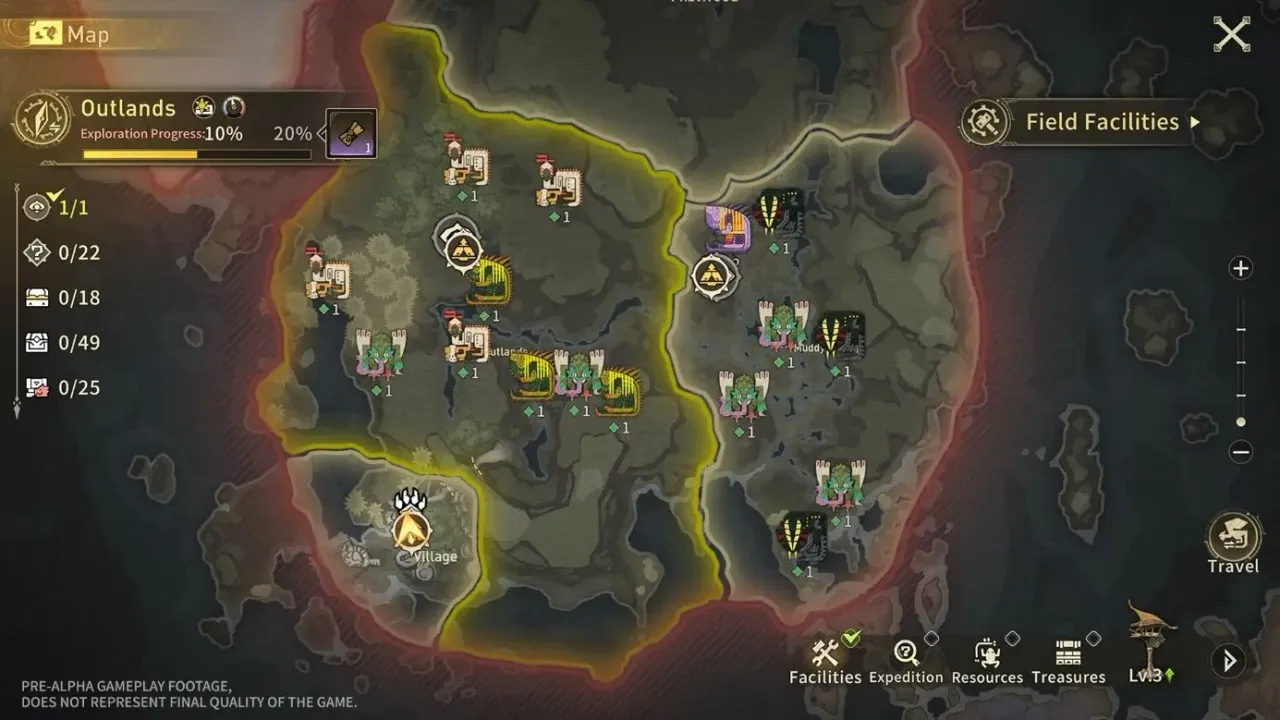 The Aesoland world map in Monster Hunter Outlanders