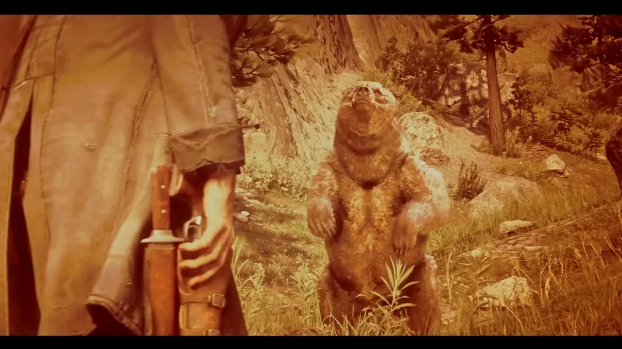 The Legendary Bharati Grizzly Bear rearing up in front of Arthur during the Chapter 2 mission